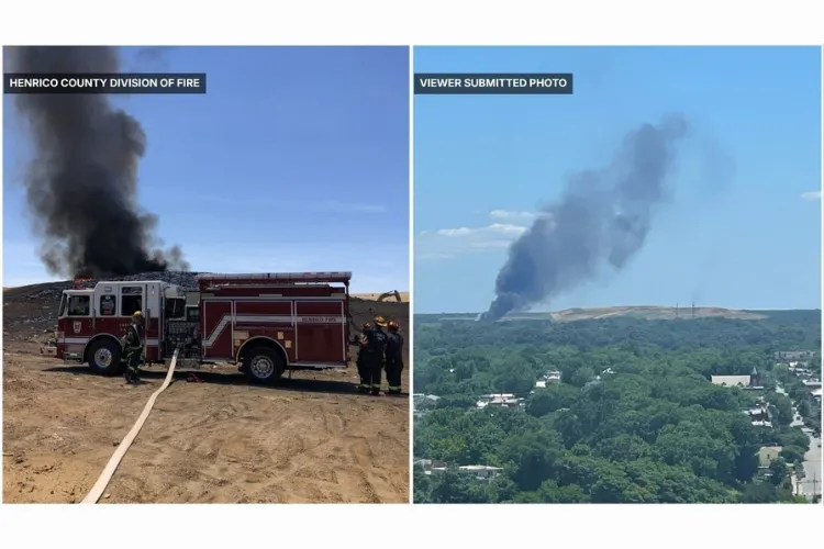 Heavy black smoke leads crews to fire at Henrico landfill