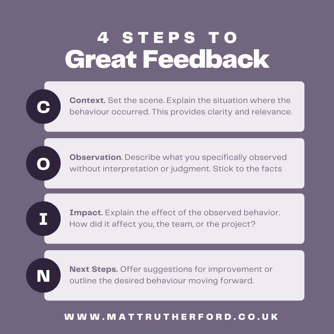 More feedback tips: Using the COIN model.