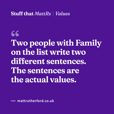 Two people with Family on the list write two different sentences. The sentences are the actual values.