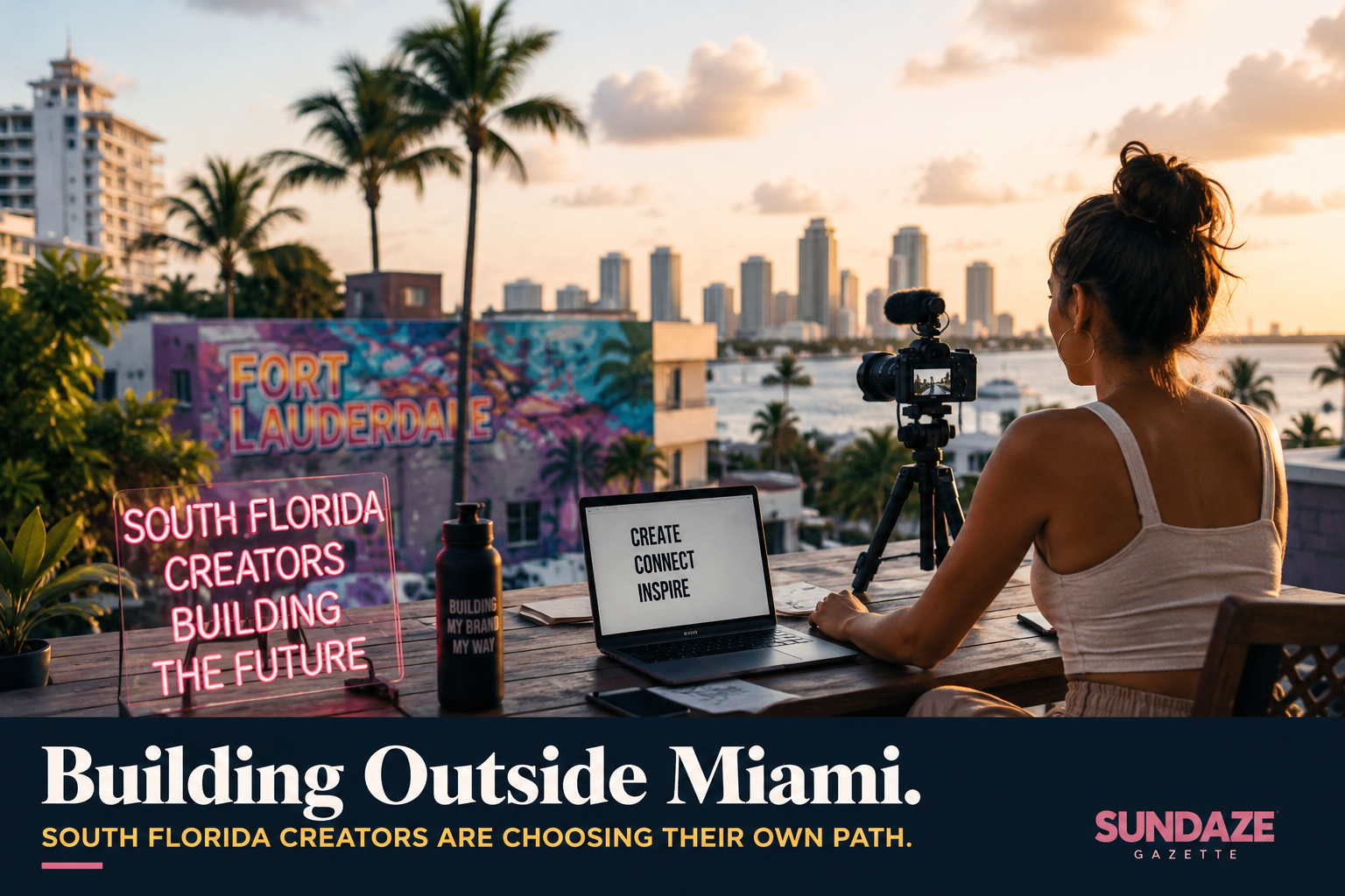 South Florida content creator working from a rooftop production setup outside Miami.