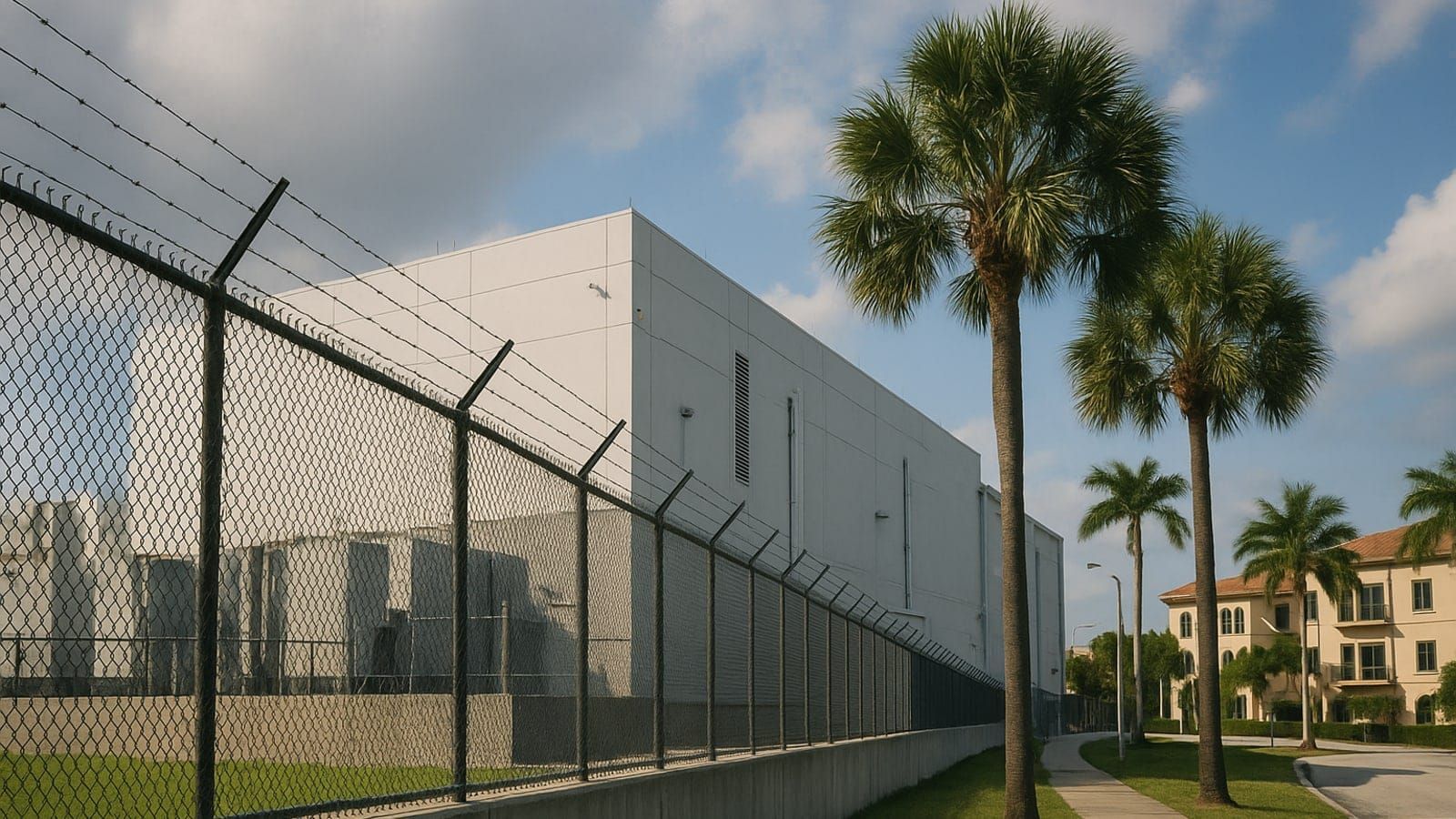 Cutaway diagram of servers and backup systems inside a resilient South Florida data center.