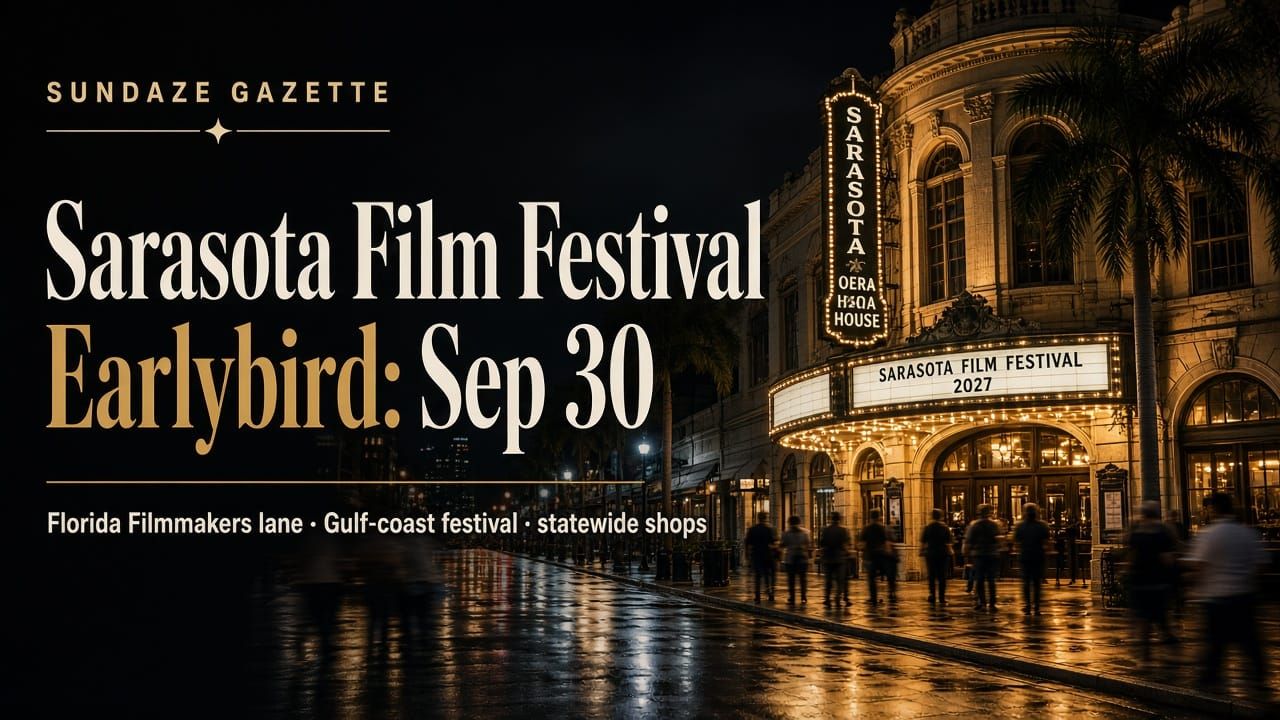 Sarasota Film Festival 2027 Earlybird: Florida Filmmakers Deadline Map for Gulf-Coast + Statewide Shops
