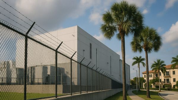 Cutaway diagram of servers and backup systems inside a resilient South Florida data center.
