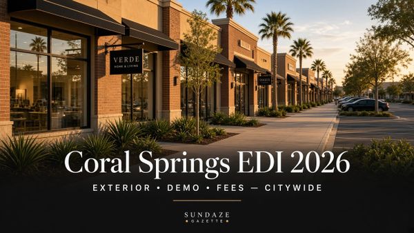 Coral Springs commercial storefront exterior with designed title Coral Springs EDI 2026