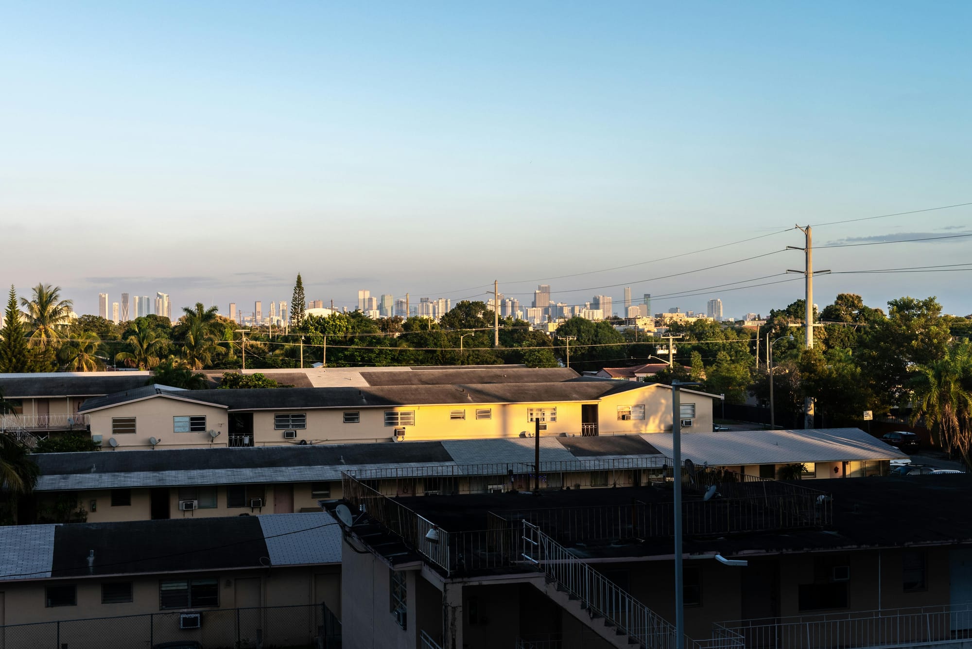 Coral Gables complex in the foreground with the Miami Skyline behind it