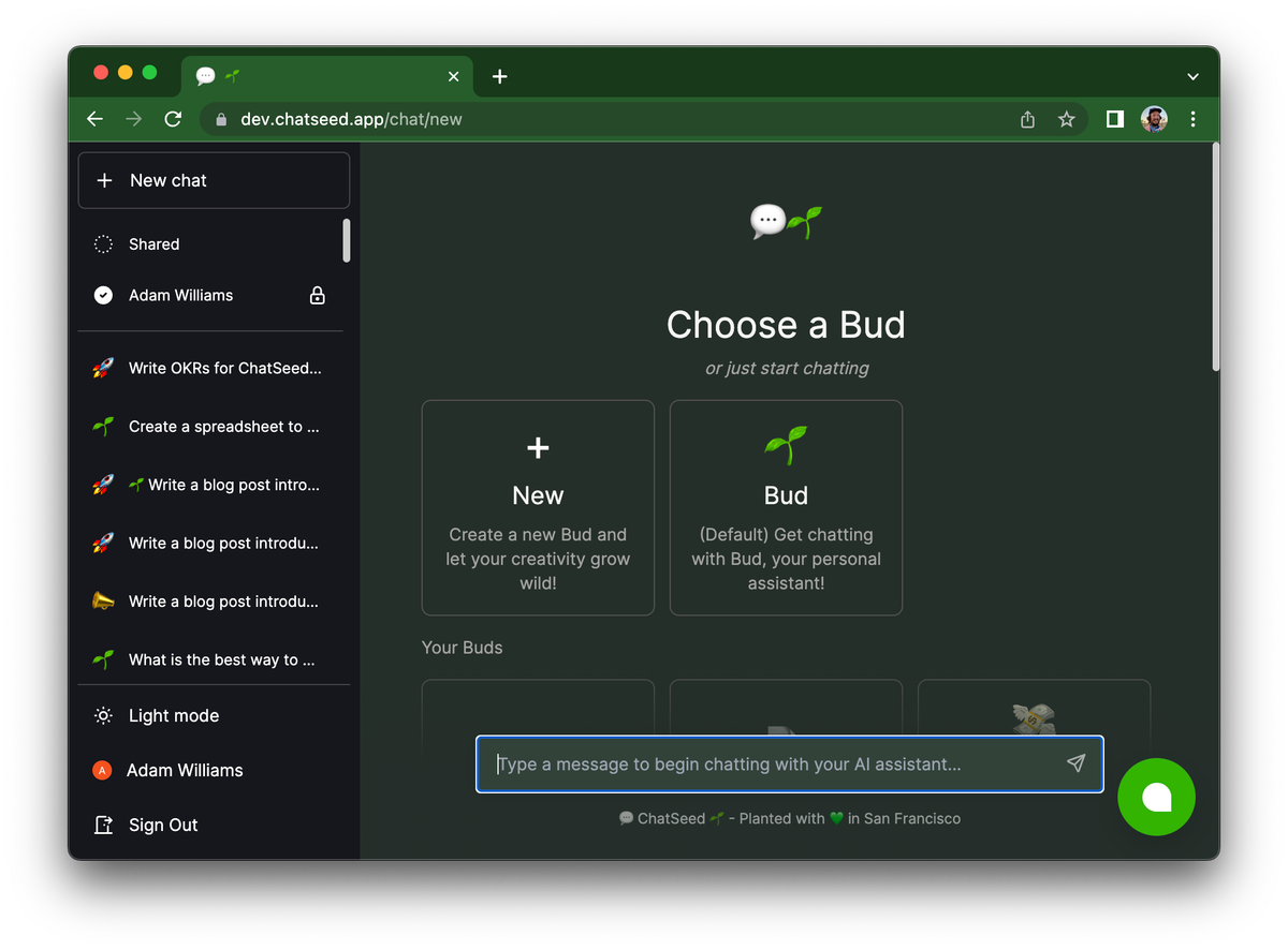 💬 Introducing ChatSeed 🌱