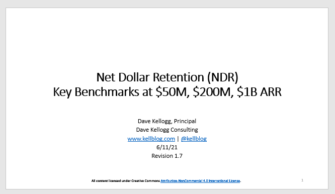 Pulse 2021 Slides: Net Dollar Retention (NDR) Benchmarks and Thoughts