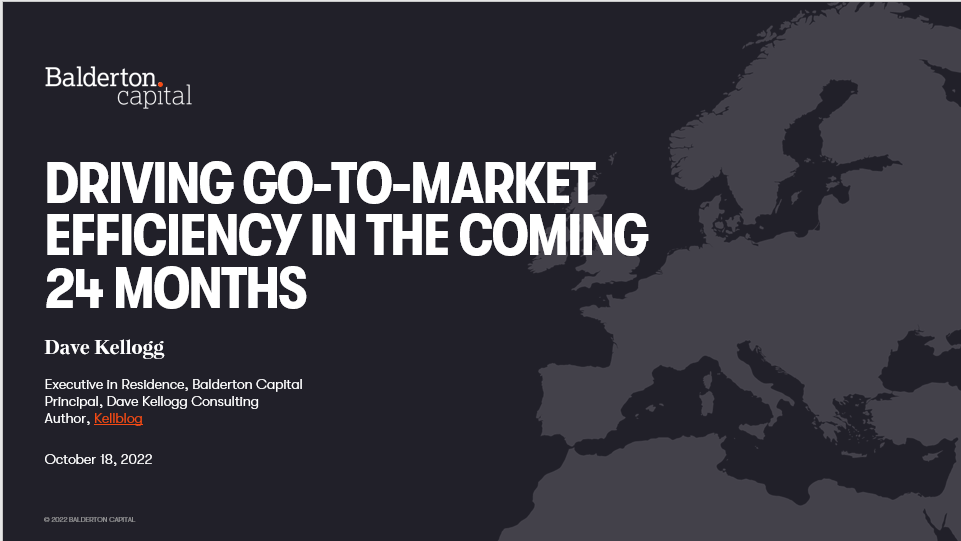 Slides from my SaaStock Dublin Presentation on GTM Efficiency