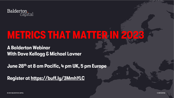 Register for Balderton SaaS Metrics That Matter Webinar on June 28, 2023