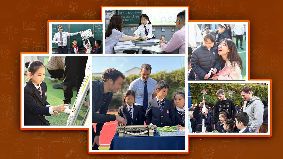 Wuhan Britain-China School students engaged in classroom learning and interactive activities with teachers