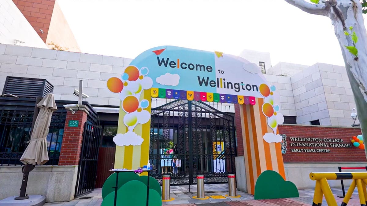 Wellington College International Shanghai Early Years Centre with colorful welcome display
