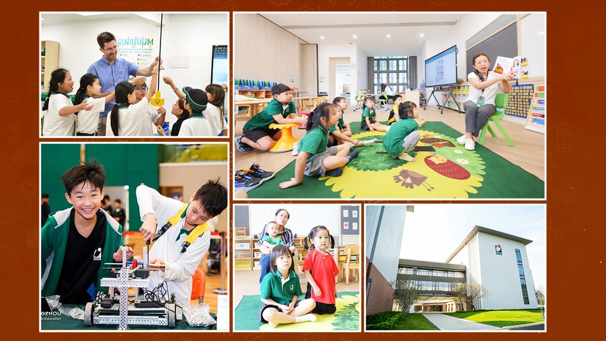 Good British day schools Guangzhou classrooms with interactive learning and campus building