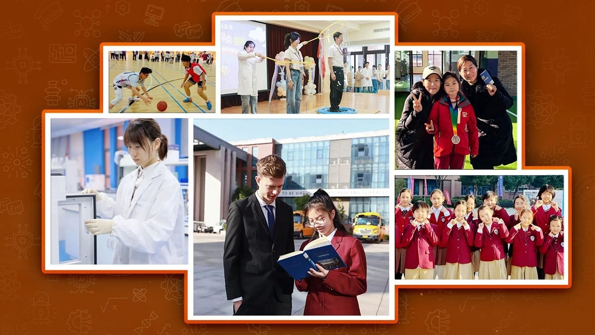 Hefei High-tech Sino-Canadian School students in sports, music, science, and uniform