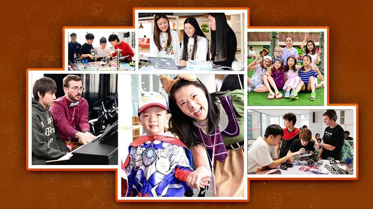 Beijing City International School students in hands-on learning and group activities