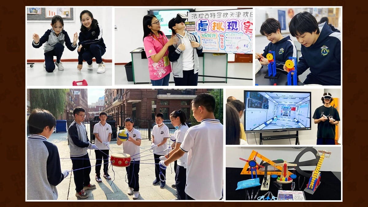 Tianjin Farragut School students exploring VR, STEM, and teamwork activities