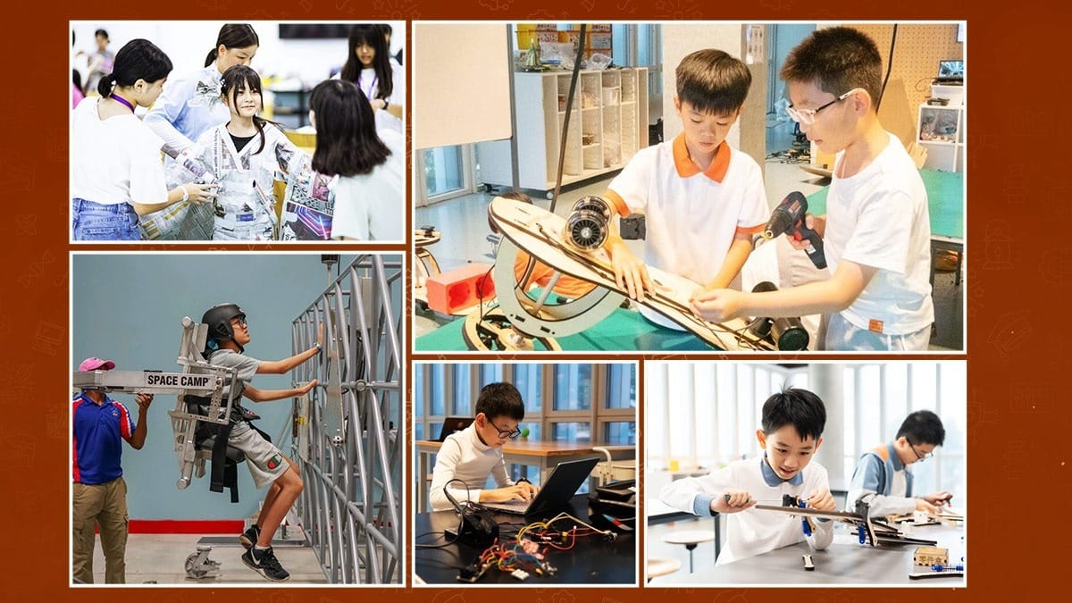 Huitong School & Studios students in STEM, robotics, space camp, and hands-on labs
