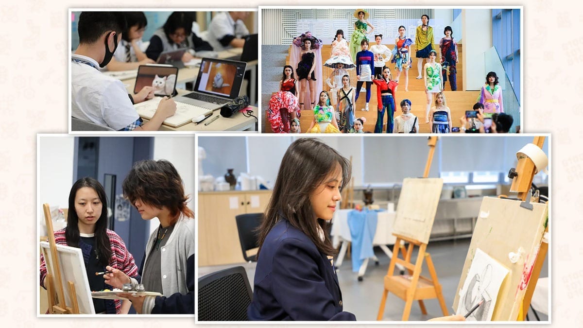 Stellart International School of Arts students in digital art, fashion show, and painting classes