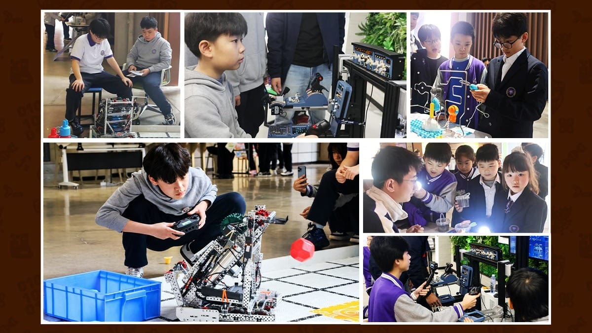 Cogdel Cranleigh School Changsha students building and operating robots in STEM class
