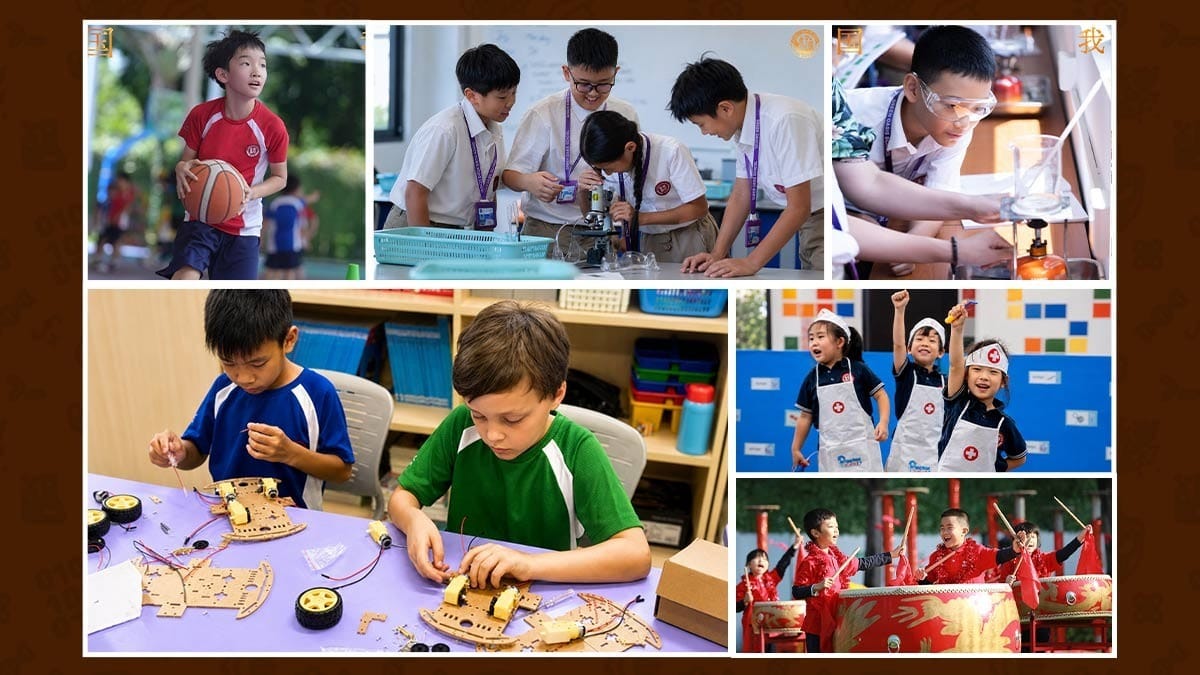 Green Oasis School students in sports, robotics, science labs, and cultural performances