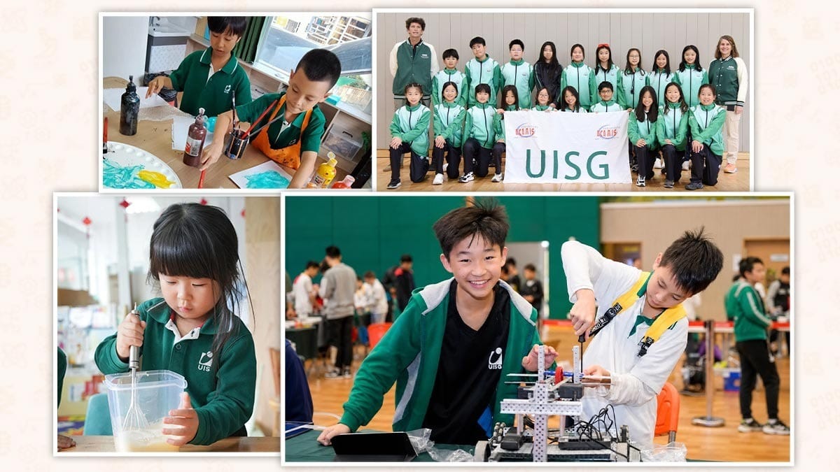 Utahloy International School Guangzhou students in art, cooking, robotics, and team activities