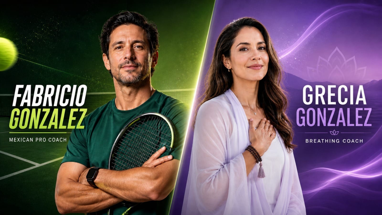 Tennis School in China coaches Fabricio Gonzalez, pro tennis, and Grecia Gonzalez, breathing