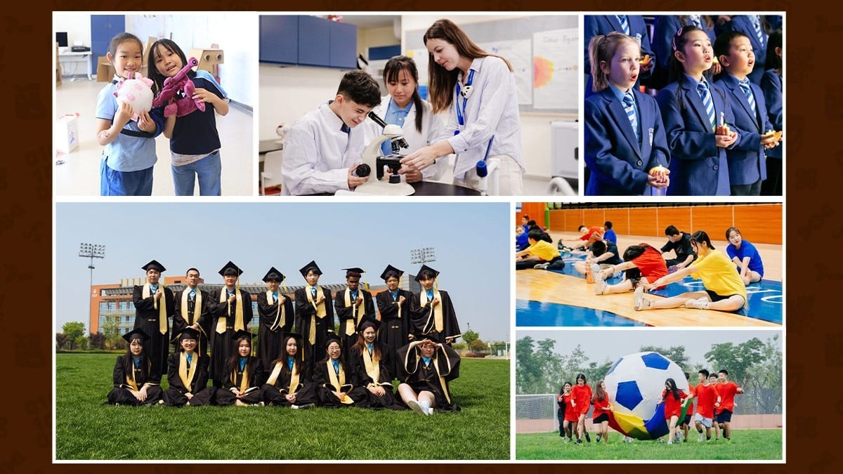 Xi'an Liangjiatan International School students in science, graduation, and sports