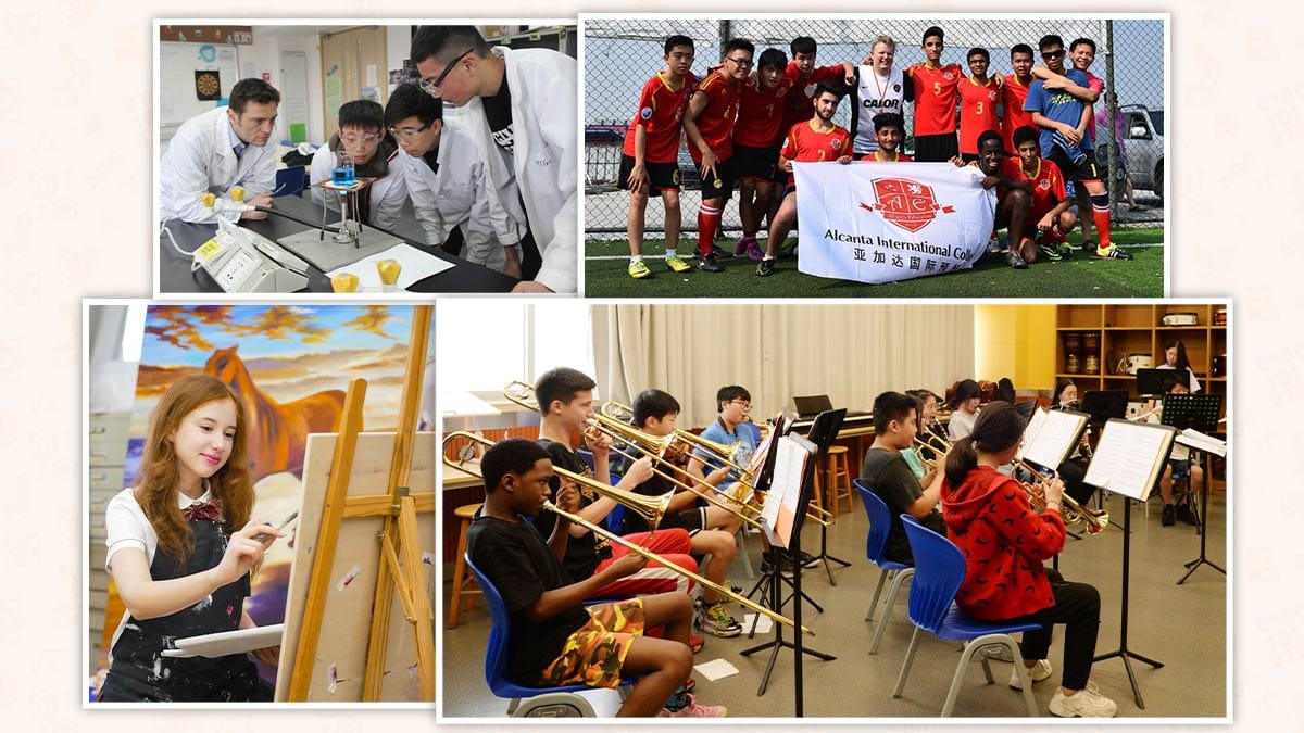 Alcanta International College Guangzhou students in science, football, art and music