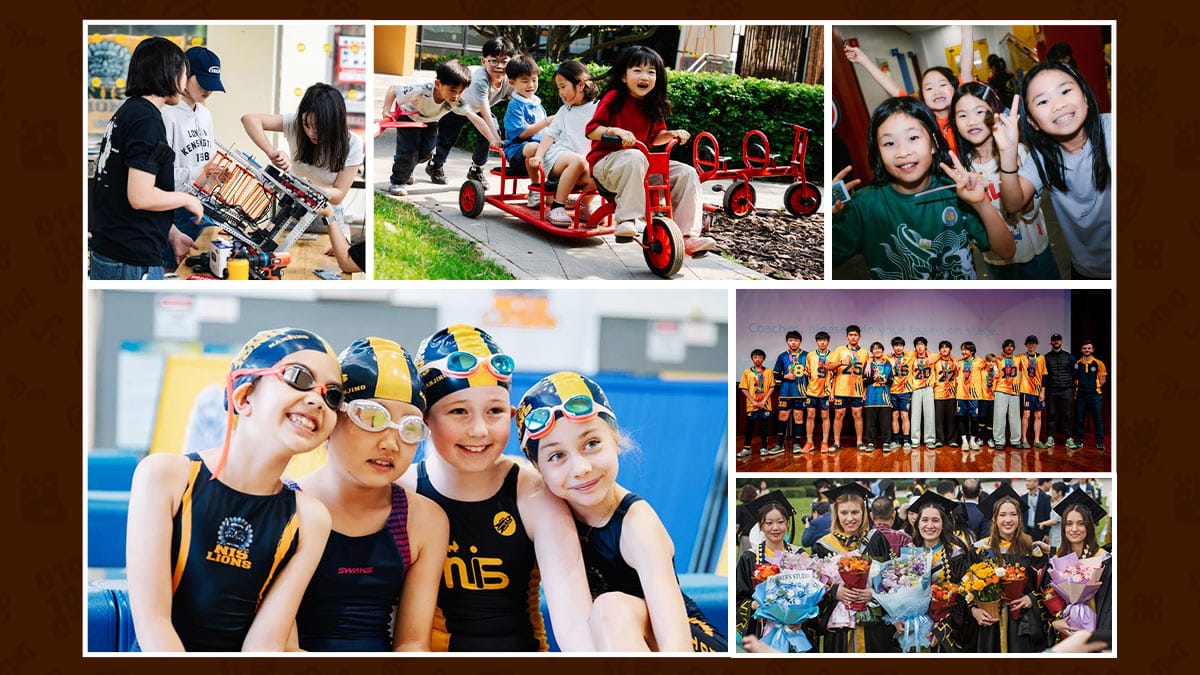Nanjing International School students in robotics, swimming, sports and graduation