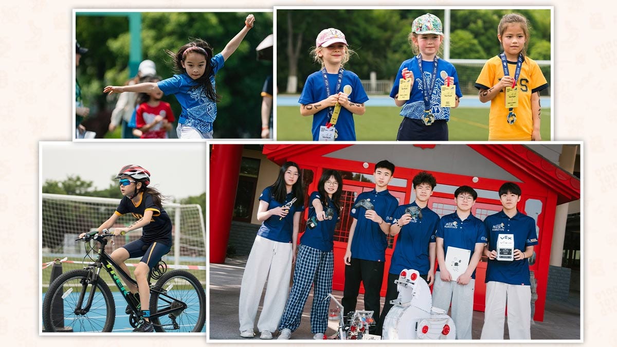 Nanjing International School students in athletics, cycling and VEX robotics team