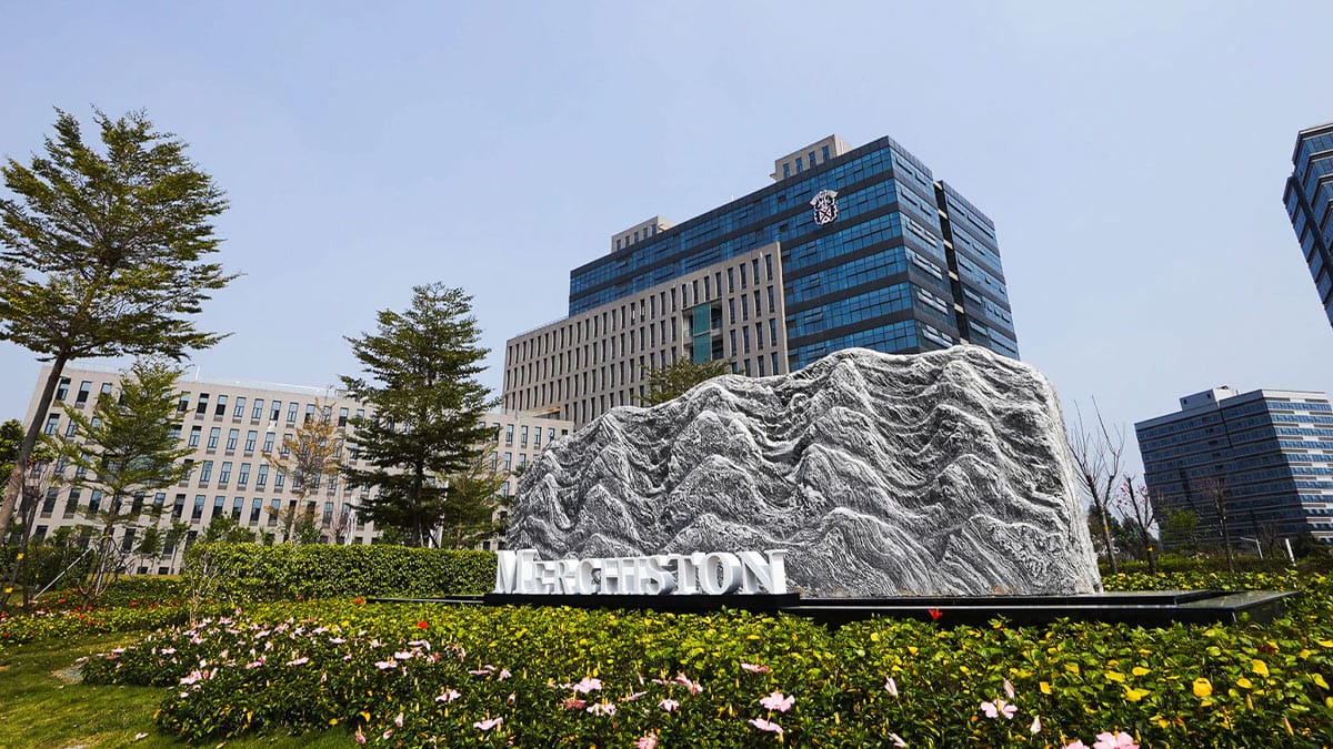 Merchiston International School Shenzhen landmark rock sculpture with glass tower