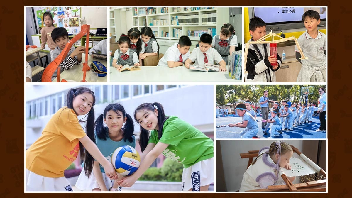 Shanghai Experimental School International Division students in sports, reading, and arts