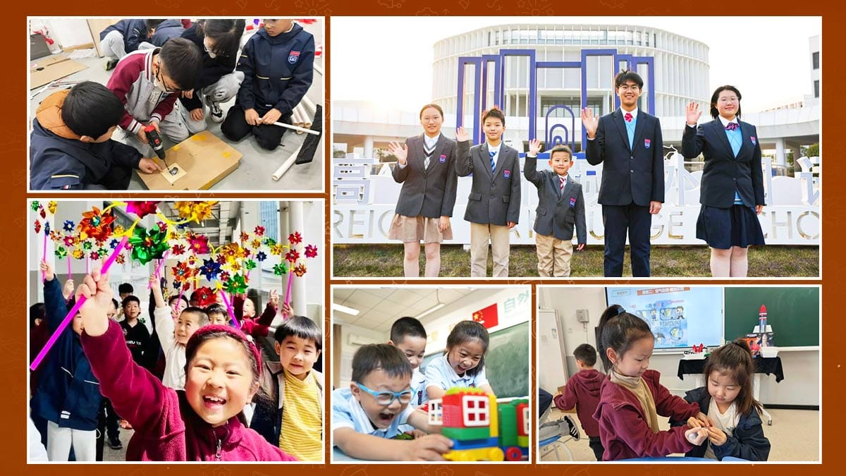 Quzhou Foreign Language School (QFLS) students on campus with hands-on learning and play