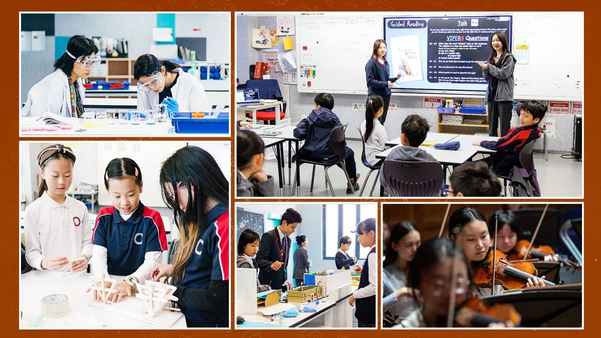 SPGS International School Chengdu classes: science lab, reading, STEM and orchestra