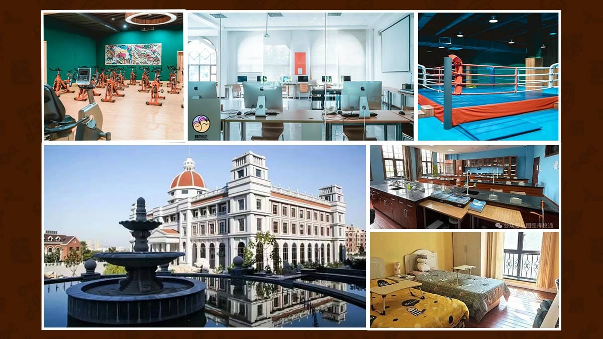Malvern College Qingdao (MCQ) facilities: main building, gym, labs and boarding