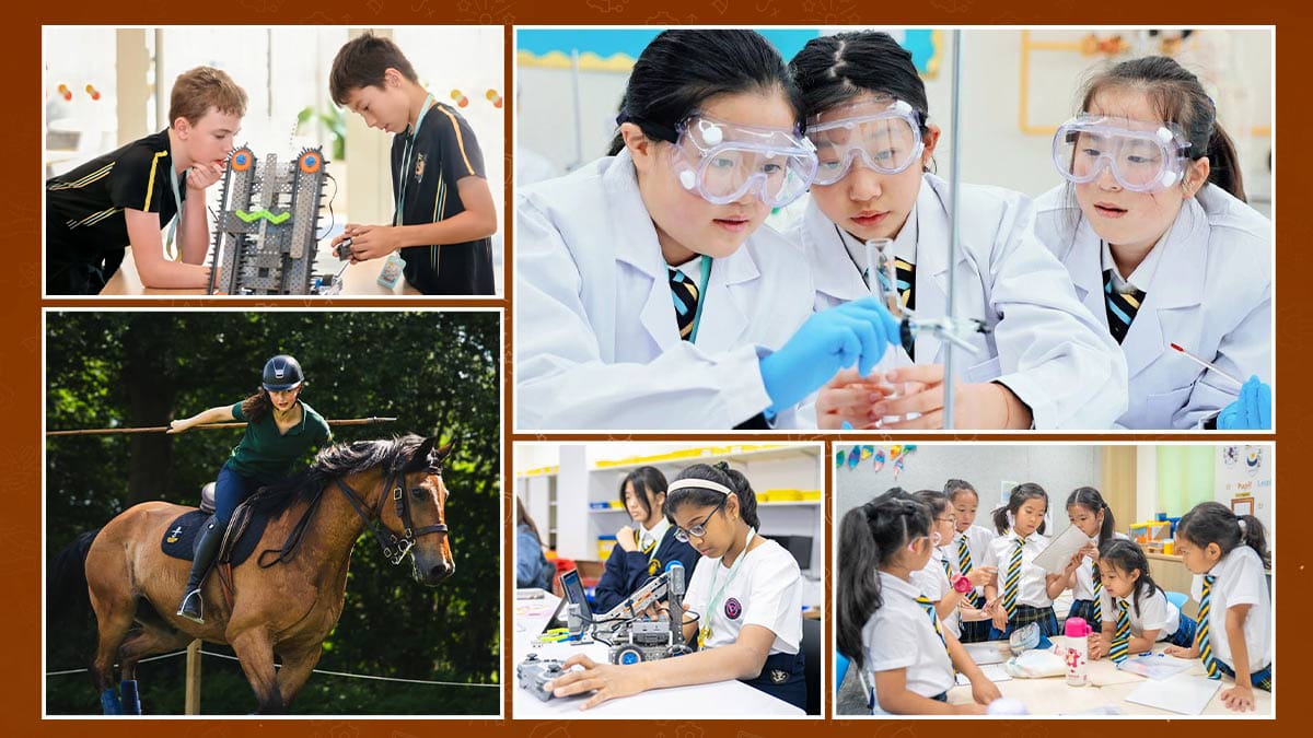 Wellington College China activities: science lab, robotics and horse riding