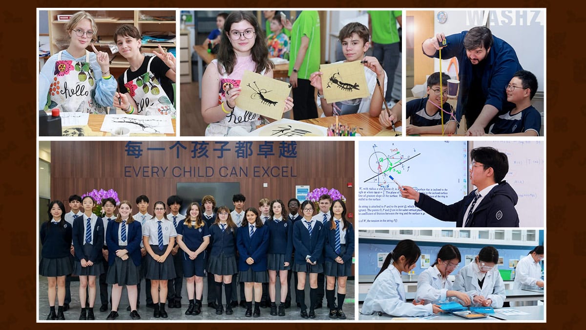 Wycombe Abbey School Hangzhou students: calligraphy, science labs and group photo