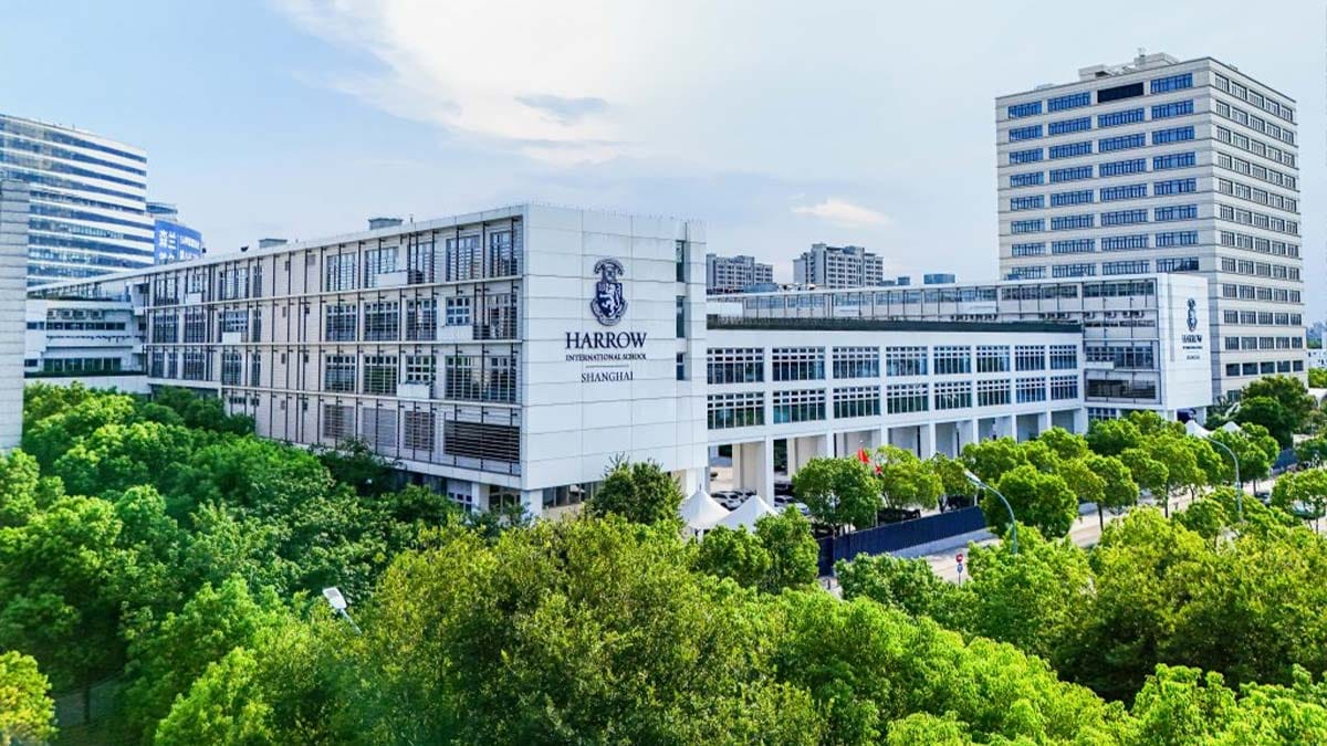 Harrow International School Shanghai campus exterior with modern architecture and trees