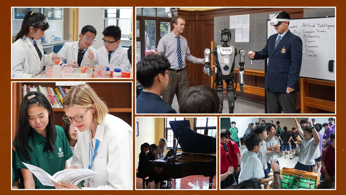 Malvern College Qingdao (MCQ) students: AI robot demo, science lab, piano and games