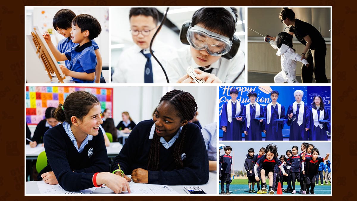 Wycombe Abbey School Hong Kong students in class, fencing, art and graduation gowns