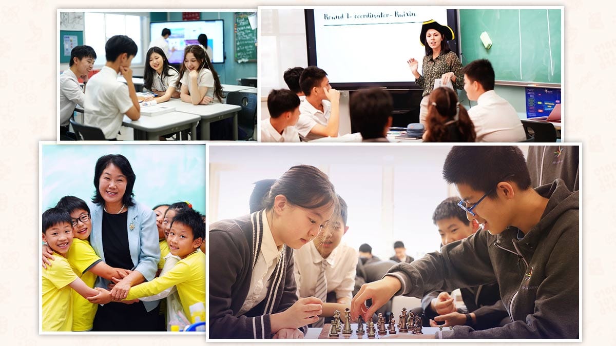 Tsinglan School Dongguan students in class discussion, chess match and teacher lesson