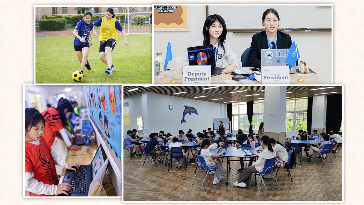 Achieve Xiamen International School AXIS students in football, student council and class