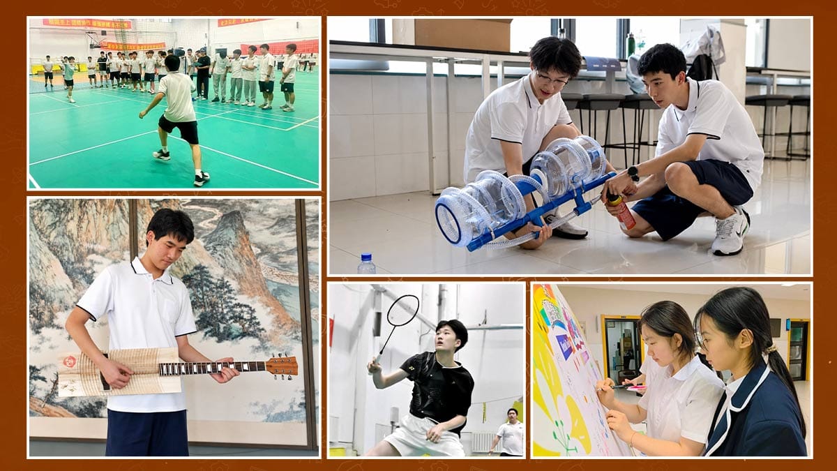 Jinan Foreign Language School International Center students in badminton, STEM and arts