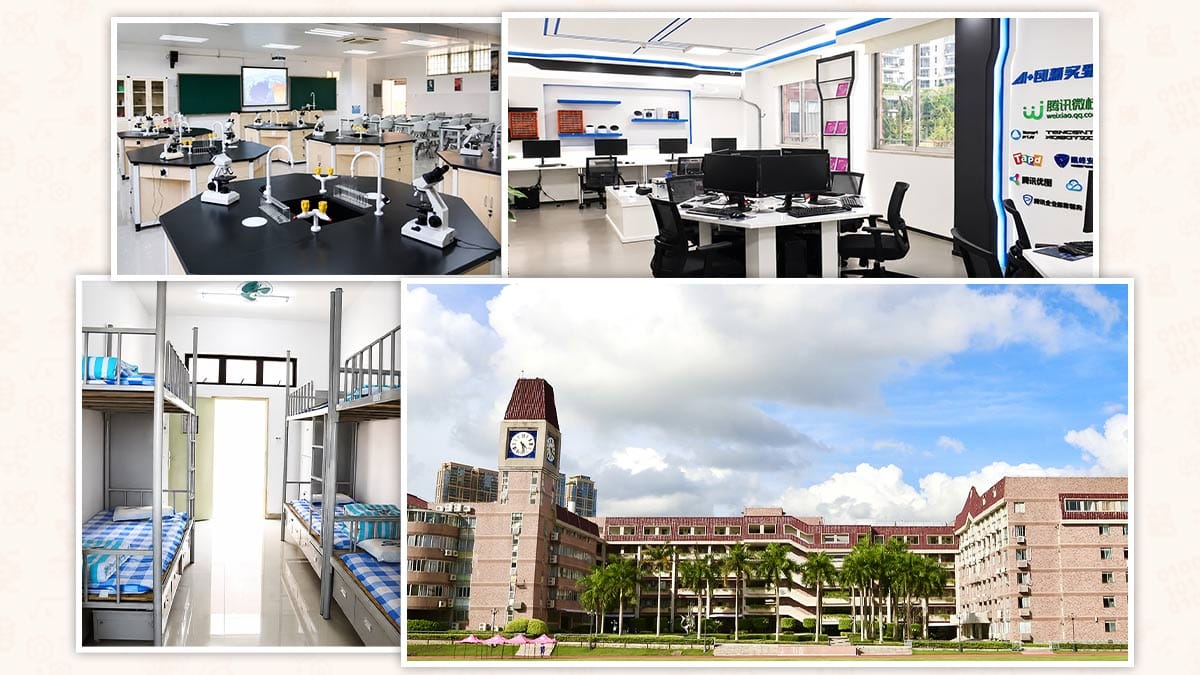 Shenzhen Senior High School International Division science lab, dorm and campus