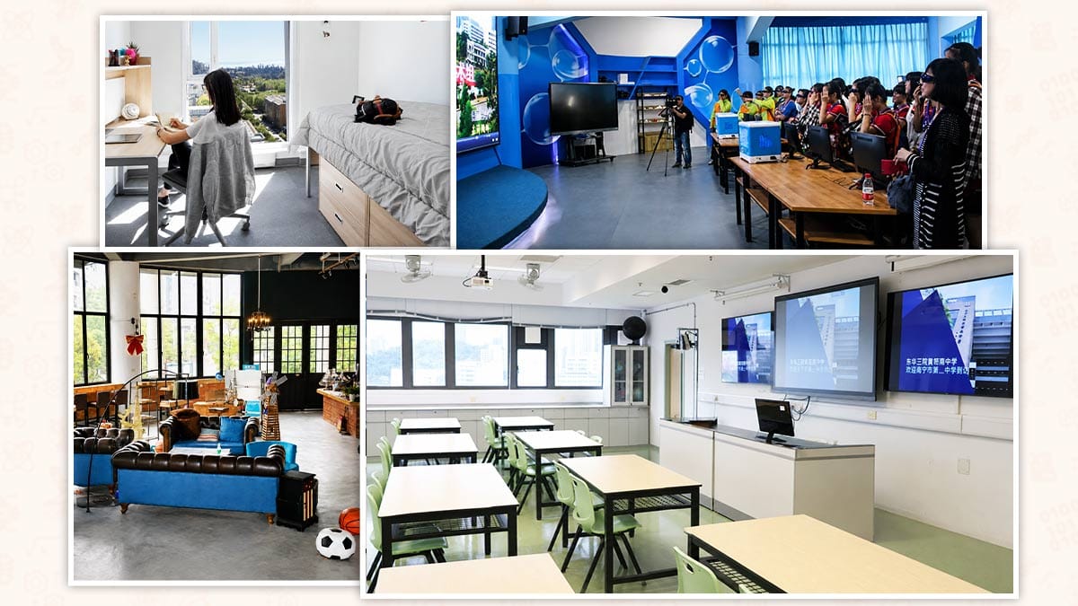Nanning No.2 High School International Division dorm, VR lab, lounge and classroom