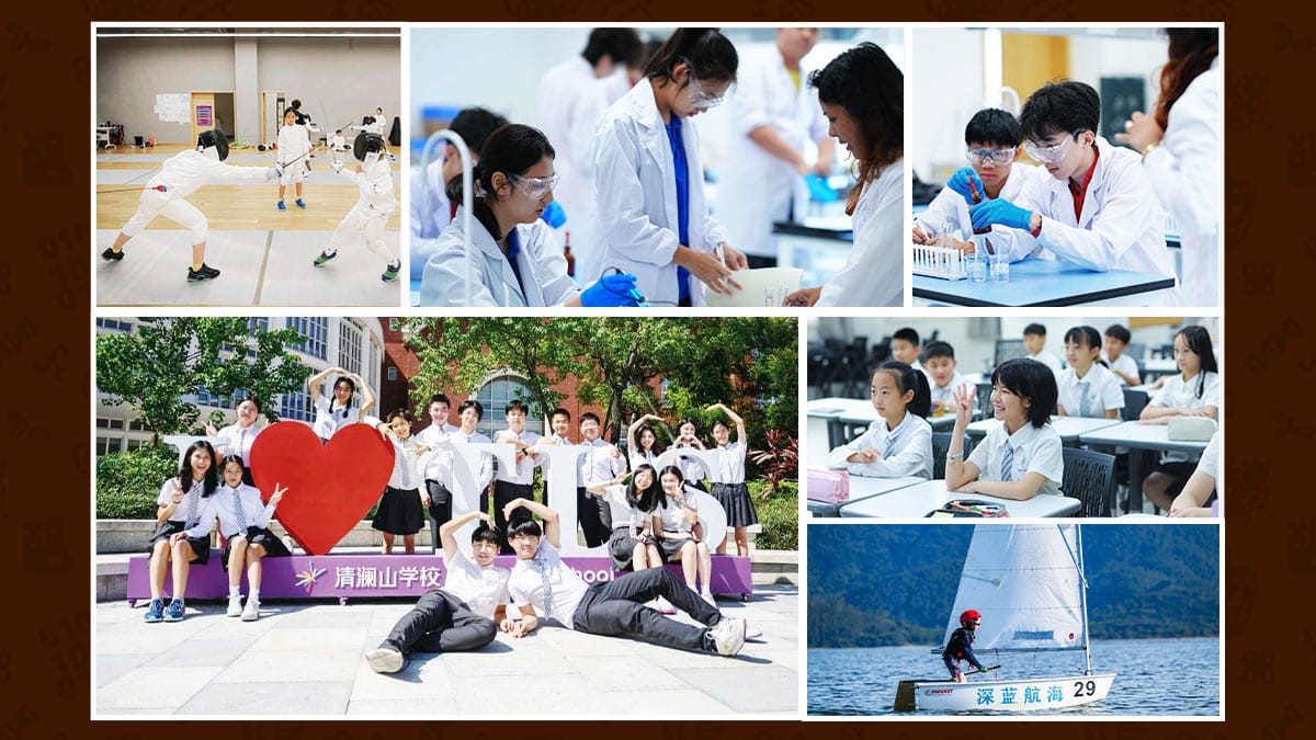 Tsinglan School Dongguan students in fencing, science lab, sailing and campus collage