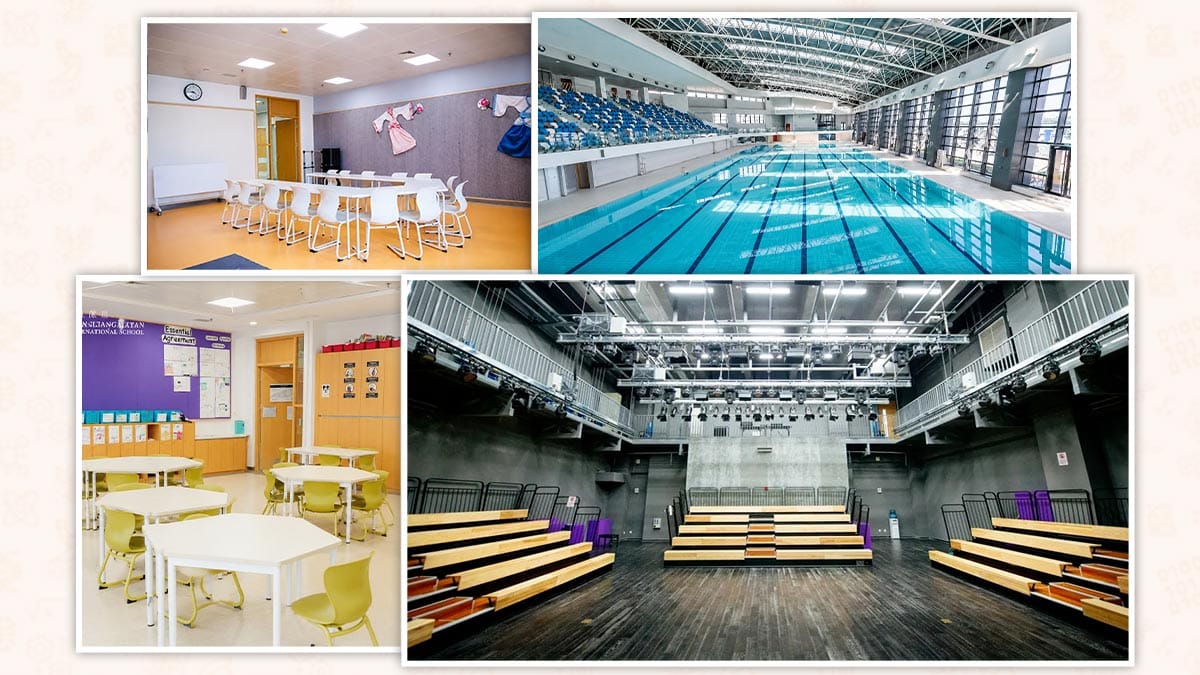 Xi'an Liangjiatan International School classrooms, pool, and performing arts theater