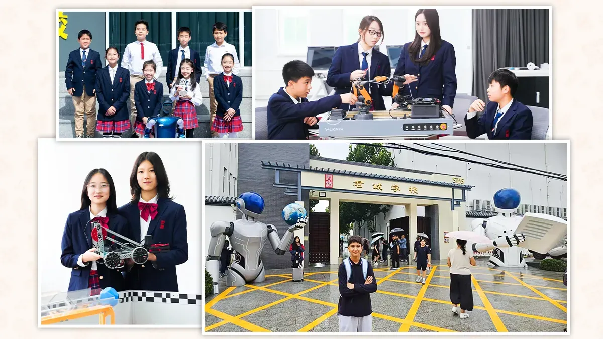 Springboard International Bilingual School students exploring robotics and technology on campus