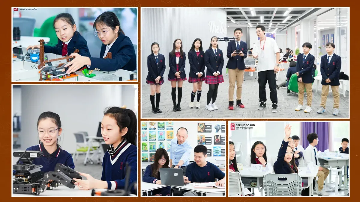 Springboard International Bilingual School students working on robotics and AI technology projects