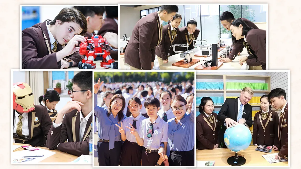 Yinghua Academy of Tianjin students participating in robotics, classroom learning, and campus activities