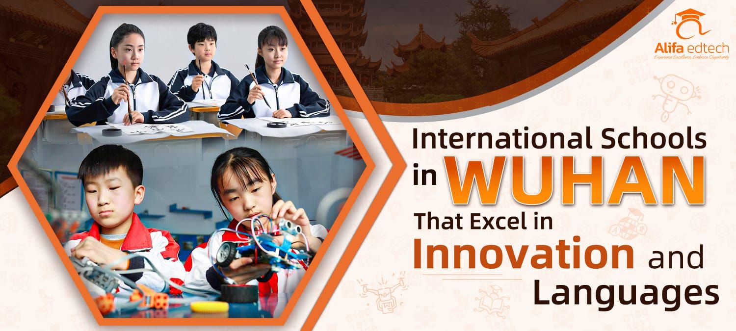 Students at Wuhan International School learning innovation and language skills in the classroom.
